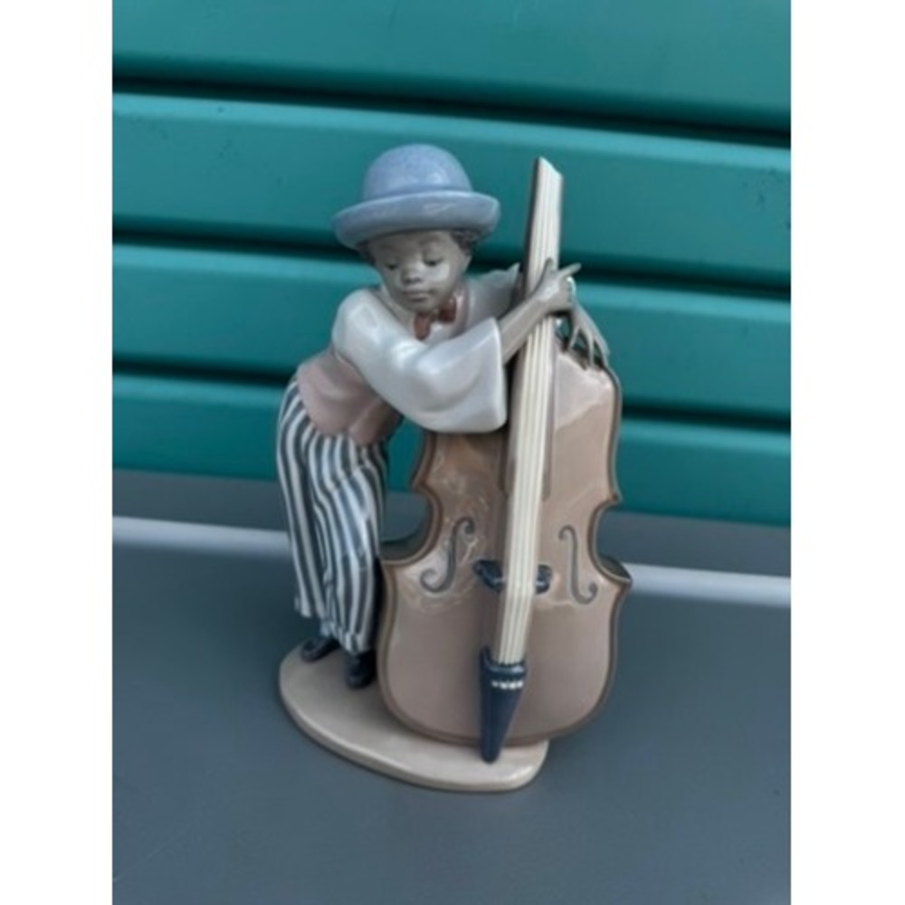 Lladro Jazz Bass Figurine 5834 Retired Porcelain Musician AS IS Broken Top